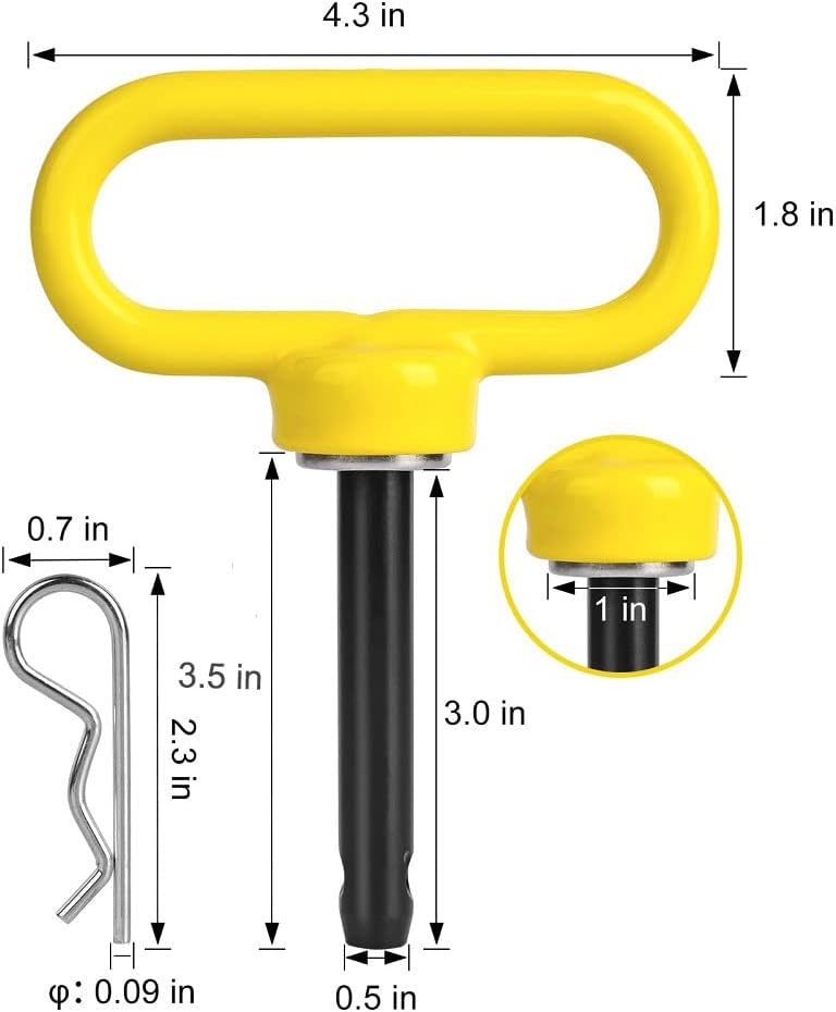 Comonc 1/2 inch Magnetic Trailer Hitch Pin and Clip Tow Hitch Pin Pin Heavy Duty Lawn Mower Hitch for Tractors, Towing, Lawn Mower, Golf Cart and ATV, Heavy Duty Gate Pin,2PCS - Image 3